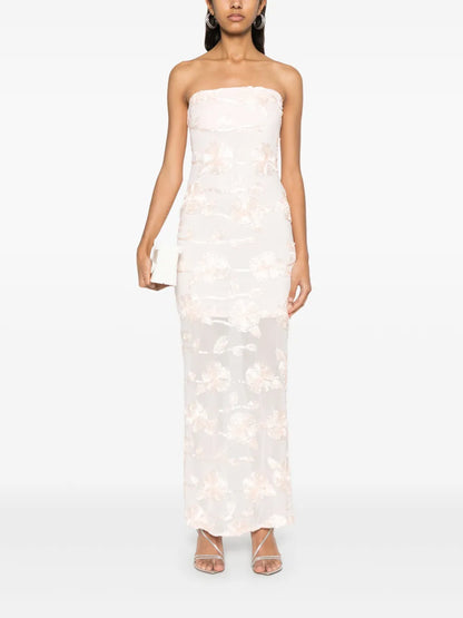 Floral-Mesh Maxi Dress