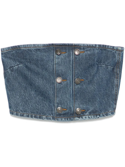 Button-Detail Denim Top