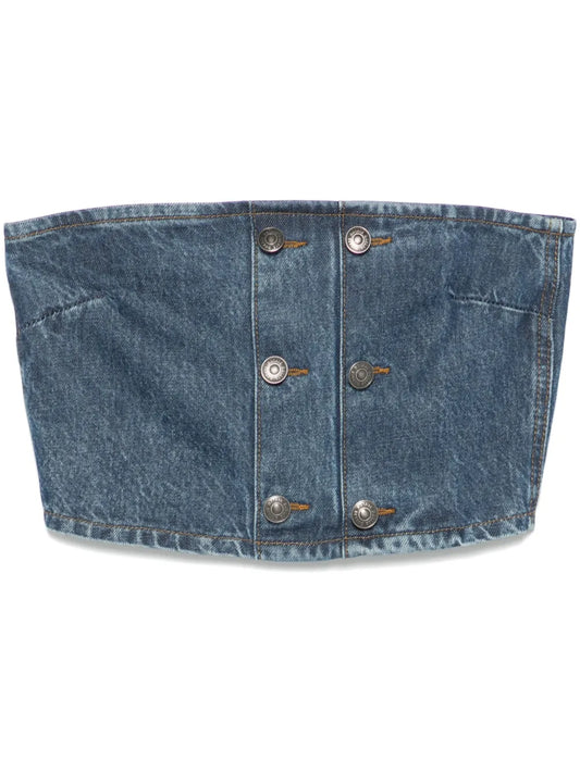Button-Detail Denim Top