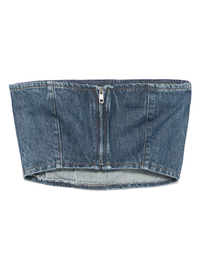 Button-Detail Denim Top