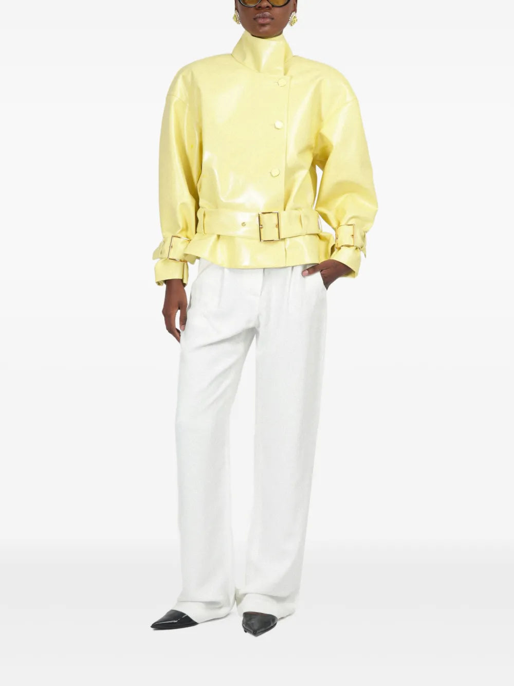 Faux-Leather Oversized Bomber Jacket