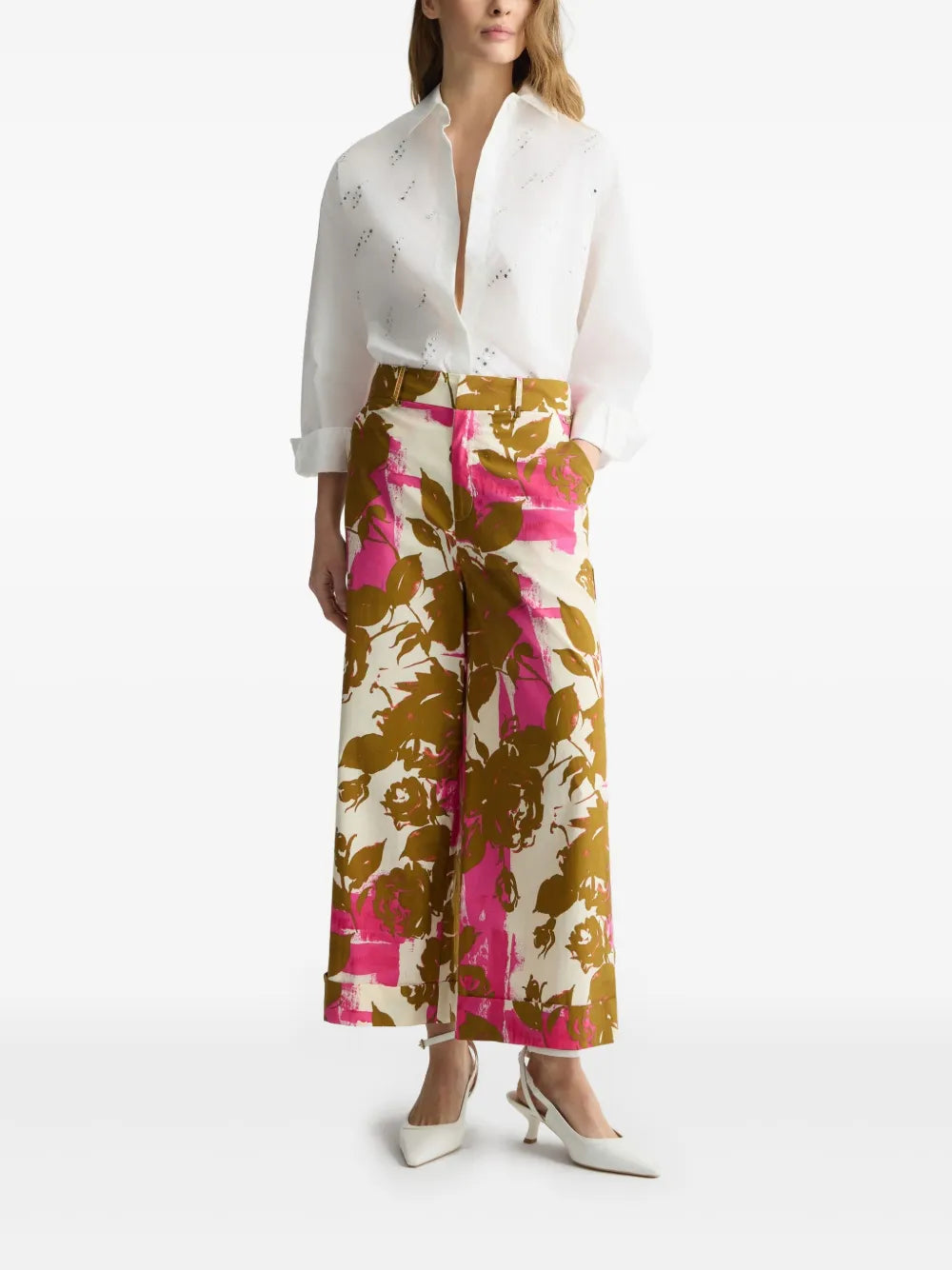 Floral-Print Palazzo Trousers