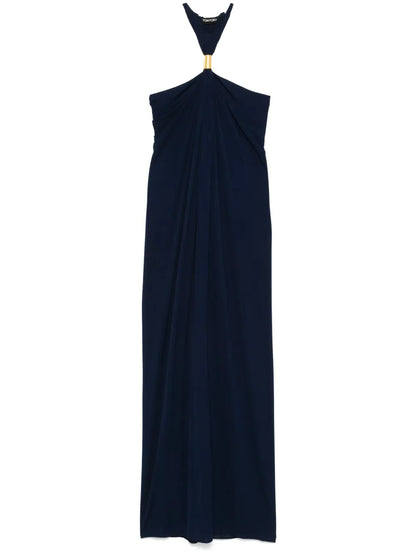 Halterneck Crepe Evening Gown