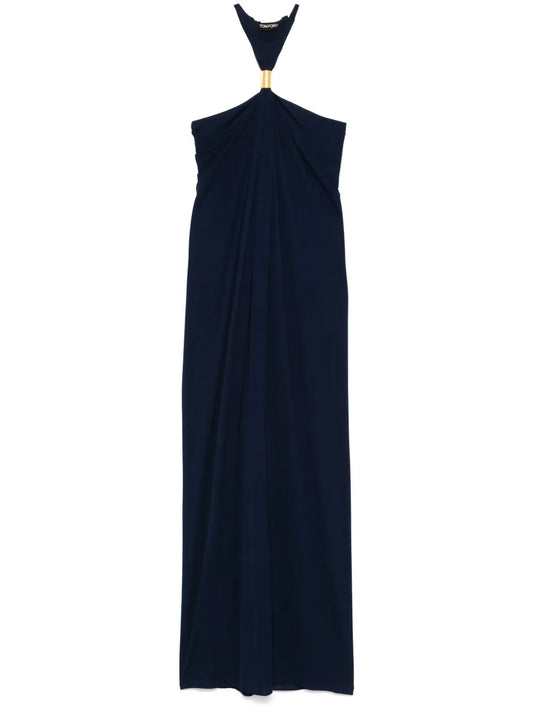 Halterneck Crepe Evening Gown
