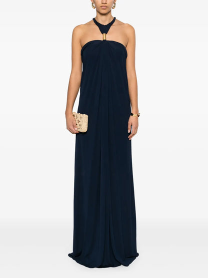 Halterneck Crepe Evening Gown