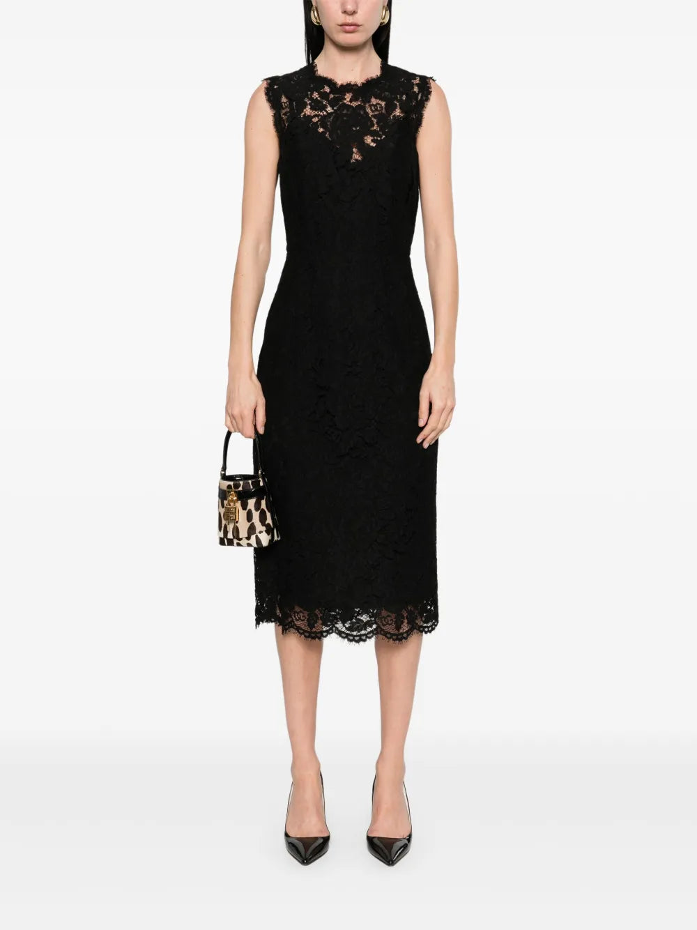 Floral-Lace Midi Dress