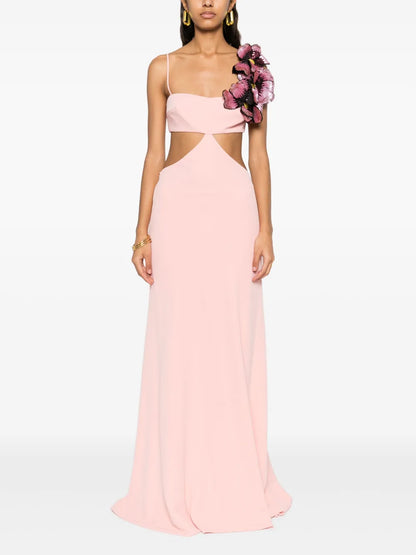 Floral-Appliqué Gown