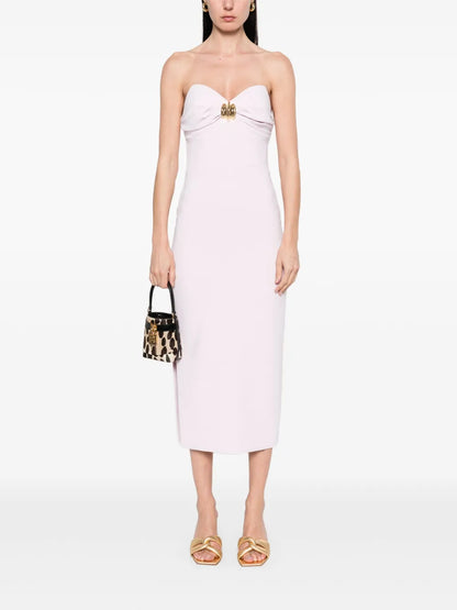Macro-Bow Crepe Midi Dress