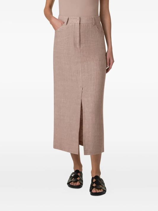 Slit-Detail Midi Skirt