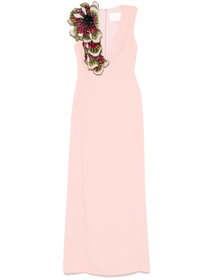 Floral-Appliqué Gown