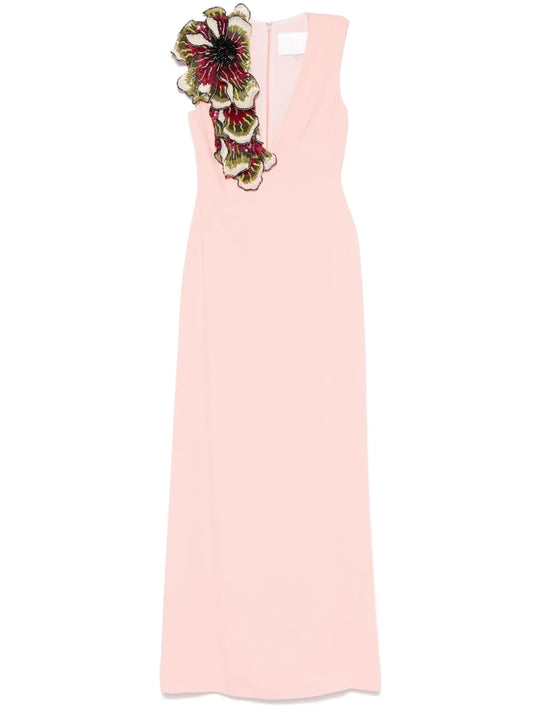 Floral-Appliqué Gown