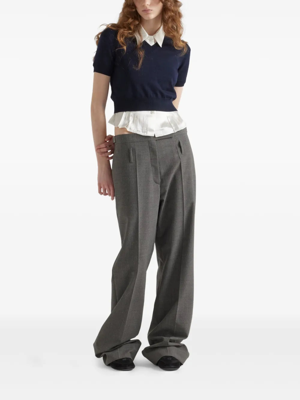 Belted Wool Tailored Trousers
