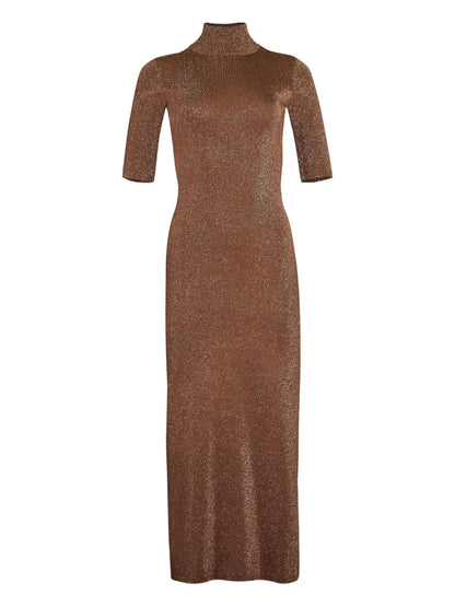 Maribel High-Neck Shimmer Dress