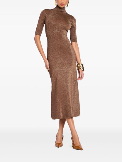 Maribel High-Neck Shimmer Dress