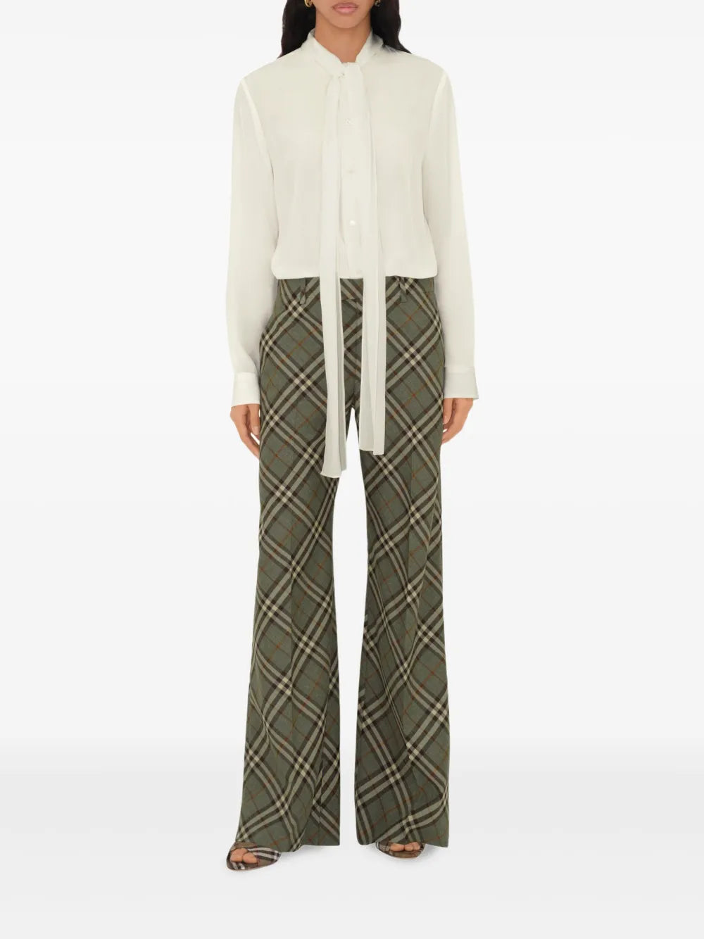 Checked Wool Tailored Trousers