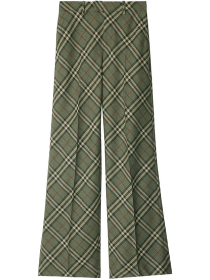 Checked Wool Tailored Trousers