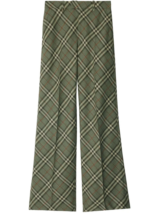 Checked Wool Tailored Trousers