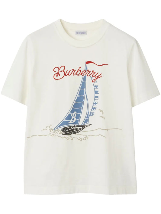 Sailboat-Print Cotton T-Shirt