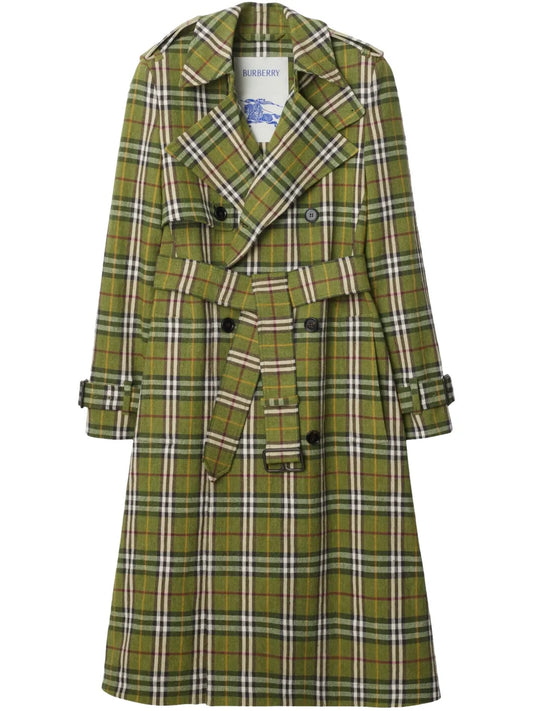 Long Checked Trench Coat