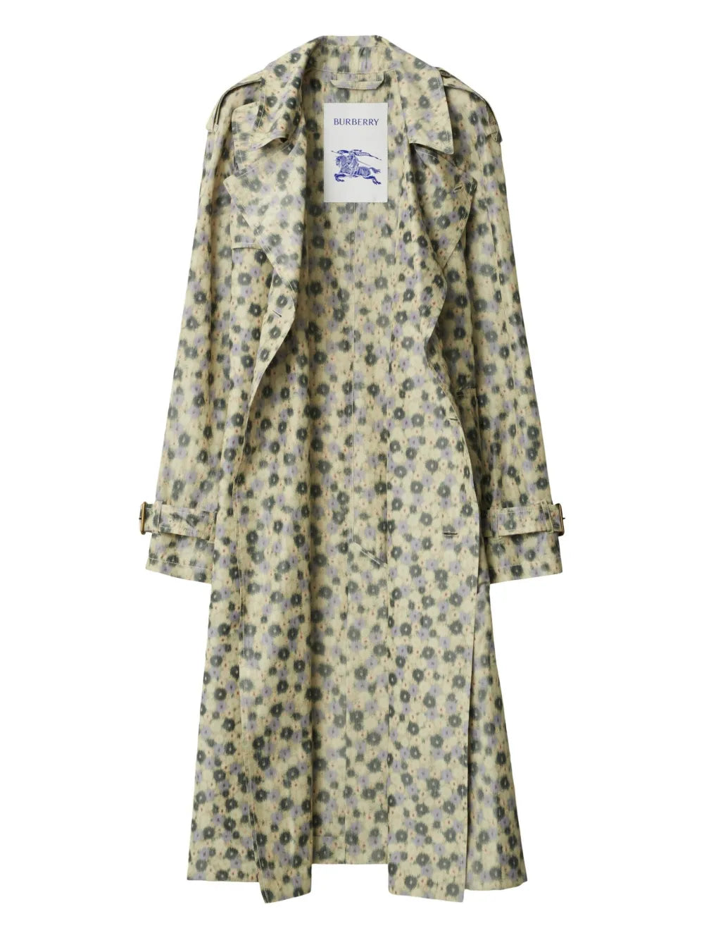 Long Daisy-Print Trench Coat
