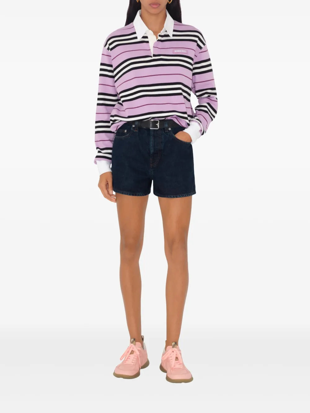 Striped Cotton Polo Top