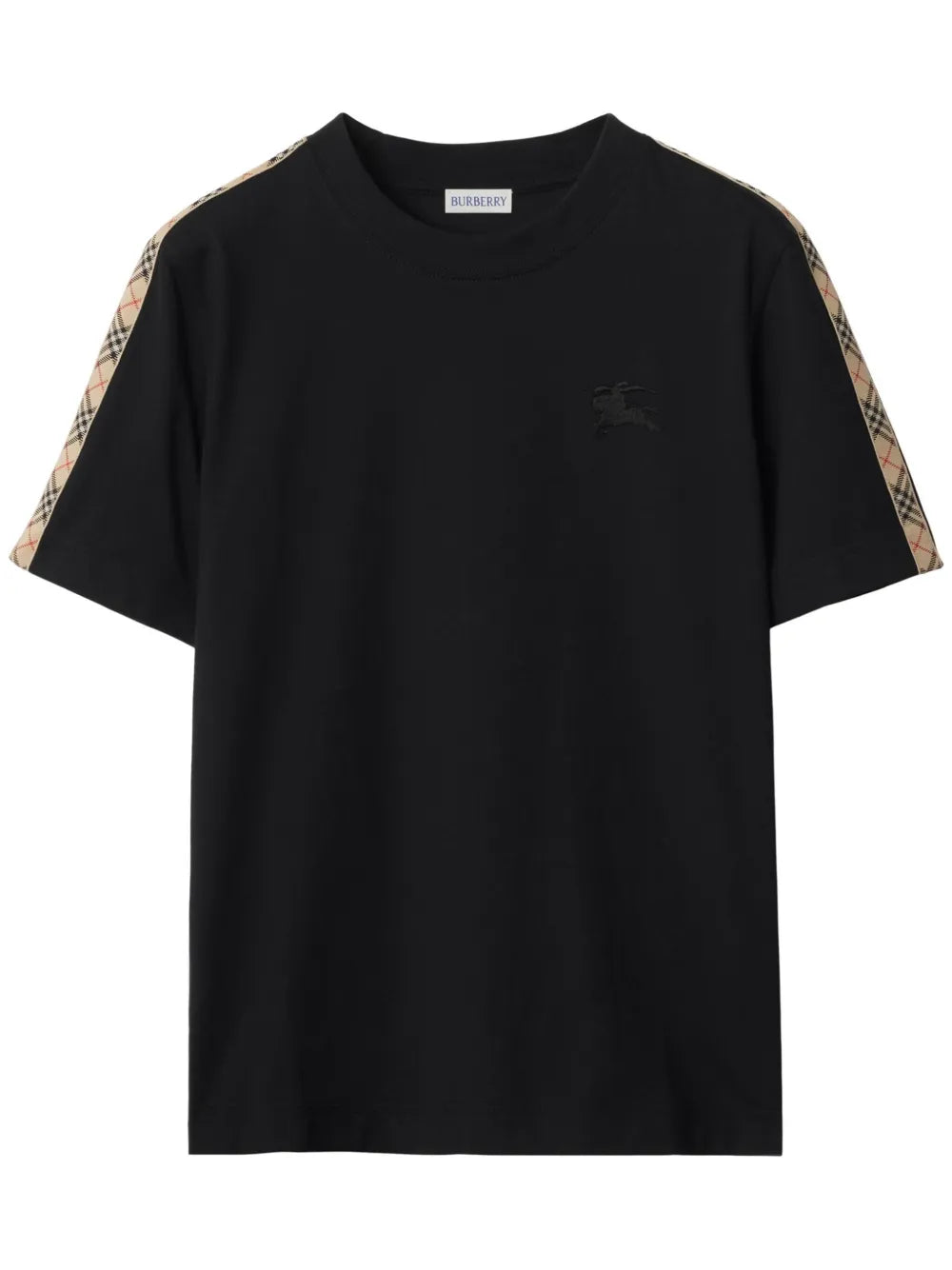Check-Trim Cotton T-Shirt
