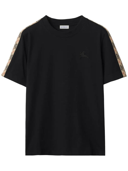 Check-Trim Cotton T-Shirt