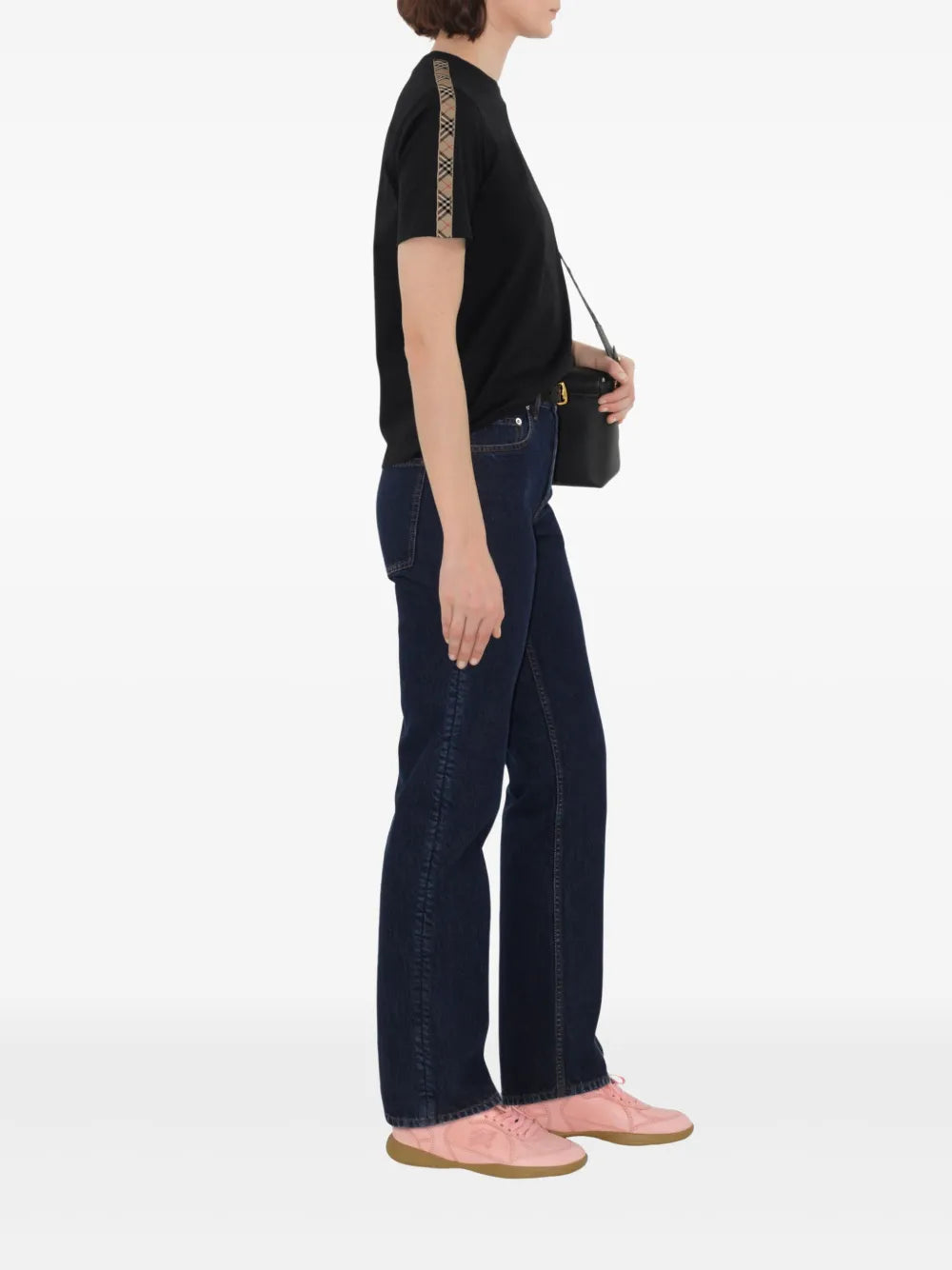 Check-Trim Cotton T-Shirt