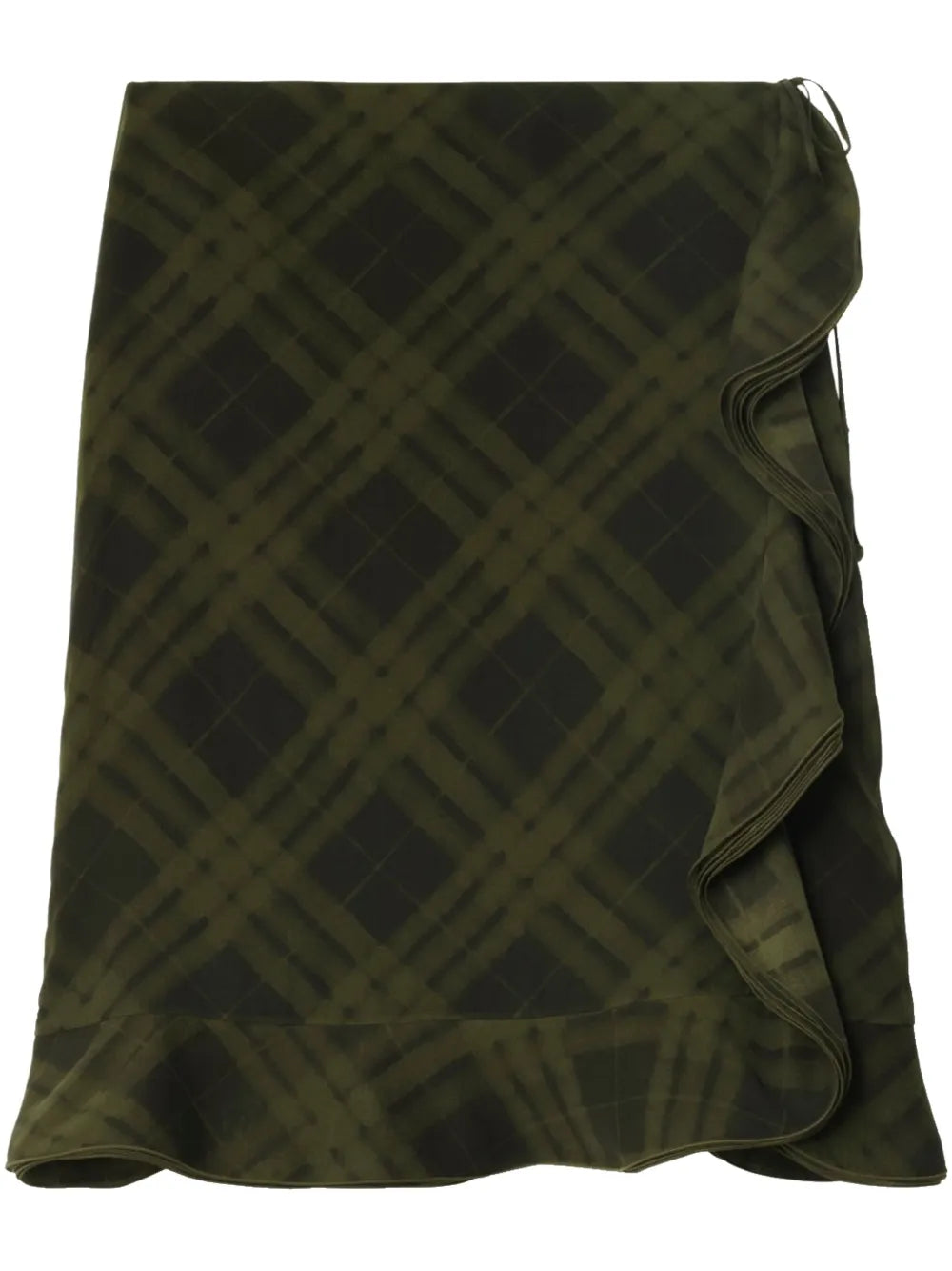 Check Silk Wrap Skirt