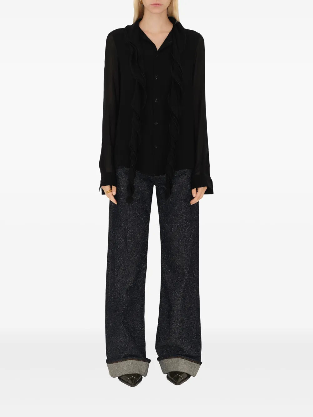 Ruffled Silk Blouse