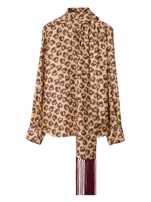 Paisley-Print Silk Shirt