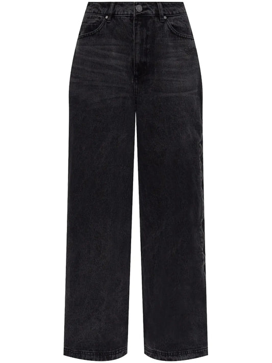 Zip-Detail Wide-Leg Jeans