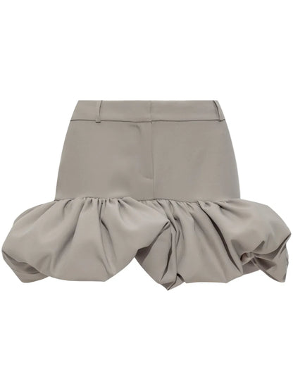 Gathered-Hem Tailored Skirt