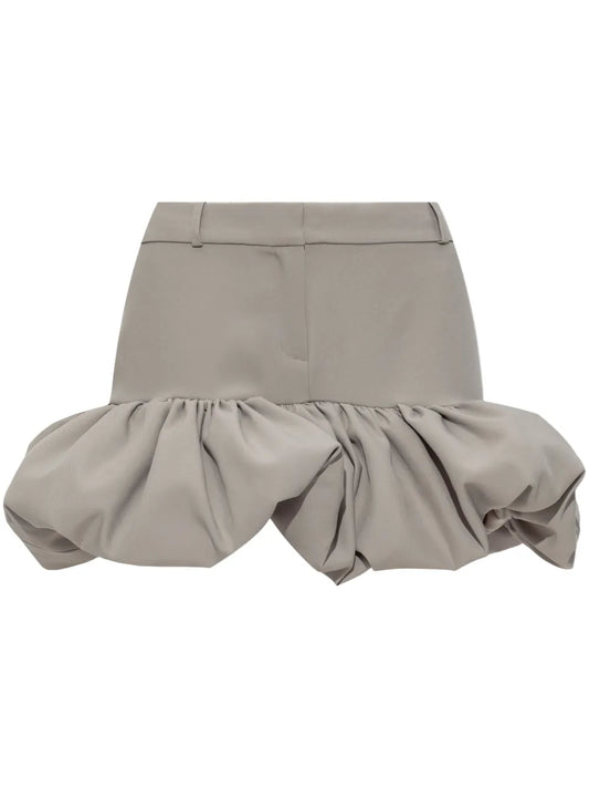 Gathered-Hem Tailored Skirt