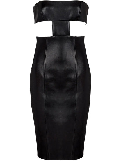 Strapless Leather Mini Dress
