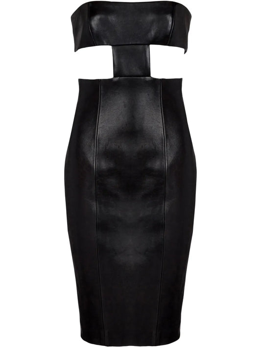 Strapless Leather Mini Dress