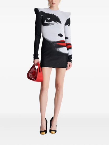 Face-Motif Mini Dress
