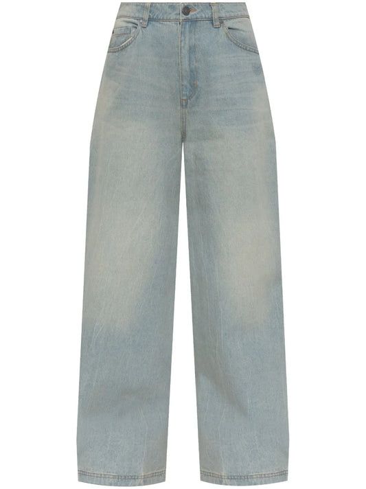 Zip-Detail Wide-Leg Jeans