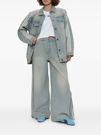 Zip-Detail Wide-Leg Jeans