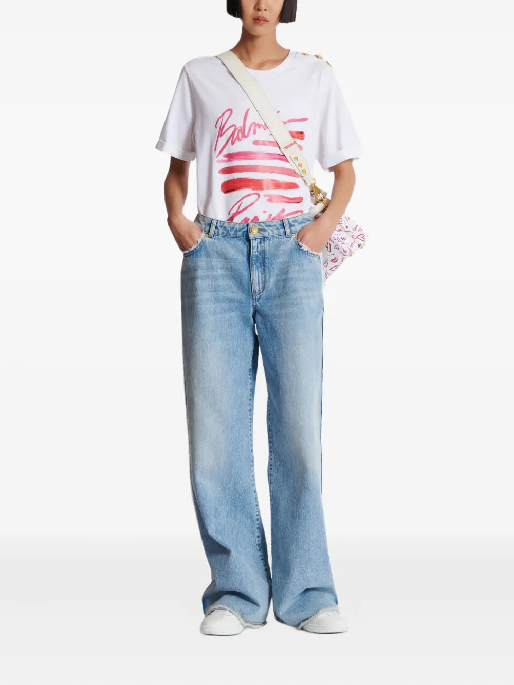 Frayed-Trim Straight-Leg Jeans
