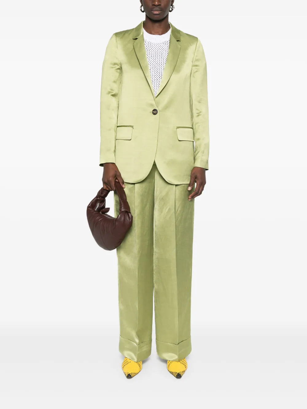 Single-Breasted Satin Blazer