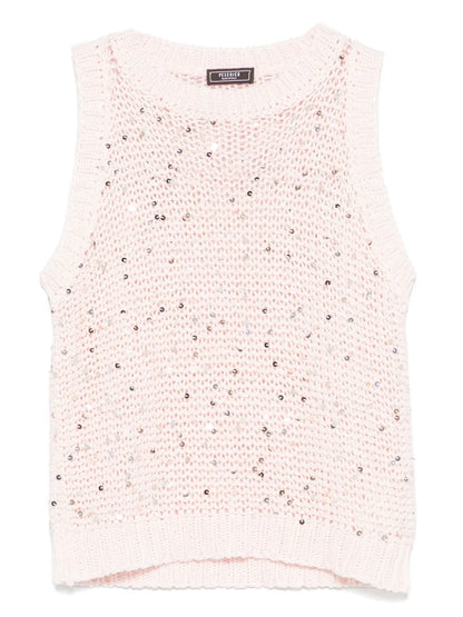 Sequin-Embellished Tricot Vest