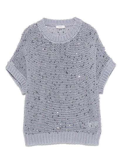 Sequin-Embellished Cotton Top