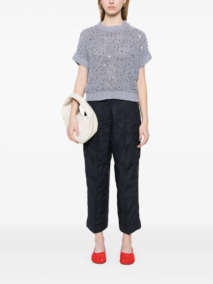 Sequin-Embellished Cotton Top