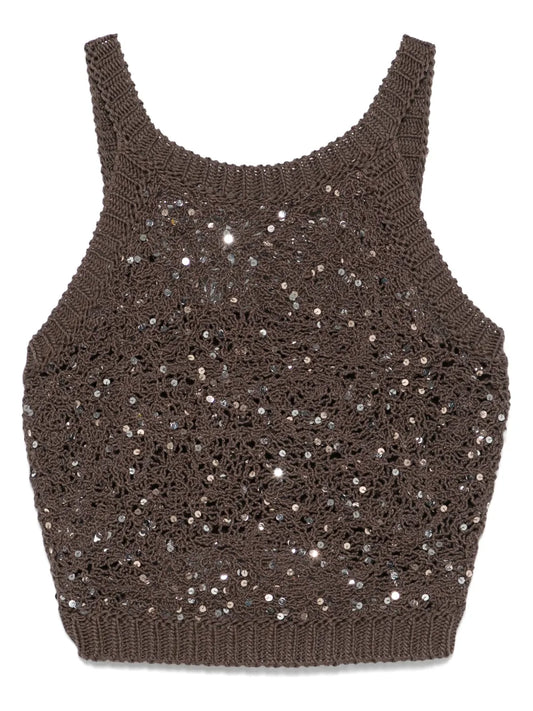 Sequin-Embellished Tank Top