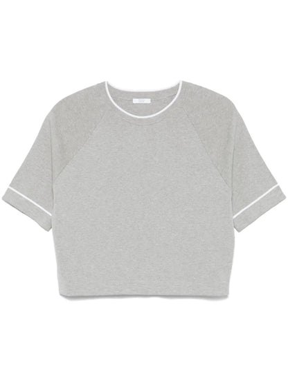 Contrasting-Trim Knitted T-Shirt