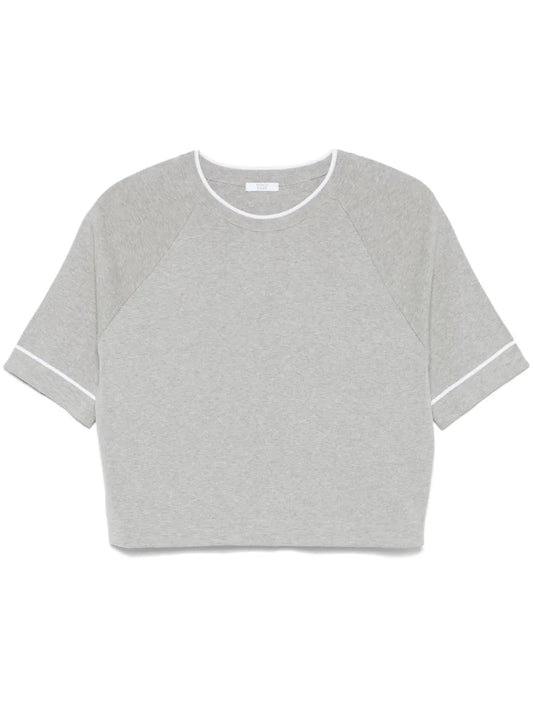 Contrasting-Trim Knitted T-Shirt