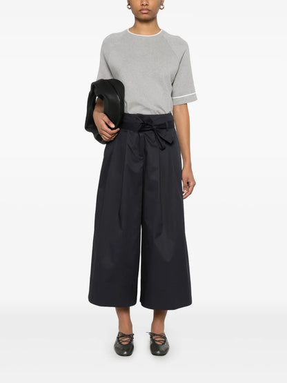 Contrasting-Trim Knitted T-Shirt