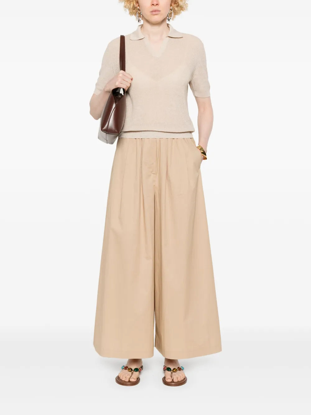 Fine-Knit Polo Top