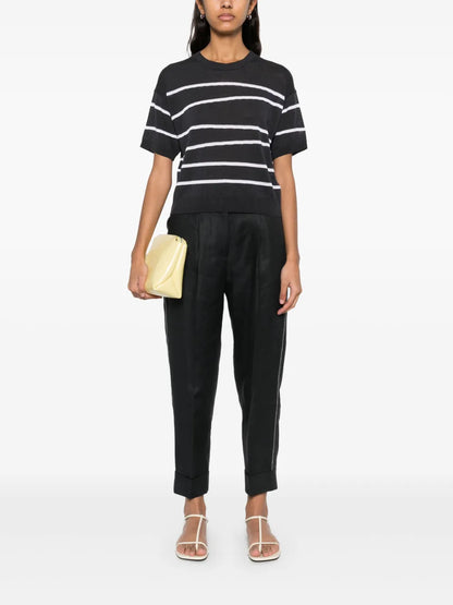 Beaded Trim-Detail Trousers